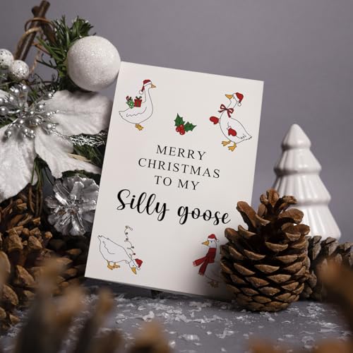 Funny Silly Goose Christmas Card for Him Her - Premium 300gsm