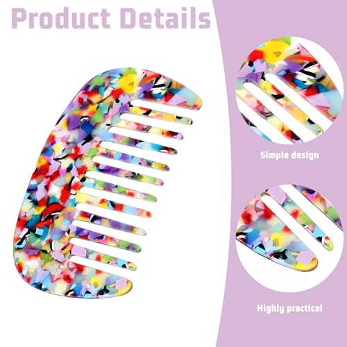 Ezymivs Mini Travel Hair Comb 2 Pack - Acetate Pocket Wide Tooth Detangler