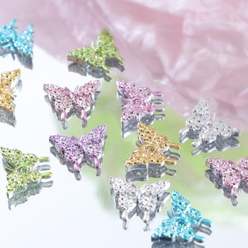 3D Butterfly Nail Charms Alloy Colorful Rhinestones for Nail Art