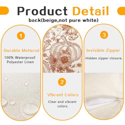 RABUSOFA Fall Pillow Covers 18x18 Inch Set of 2 - Rust