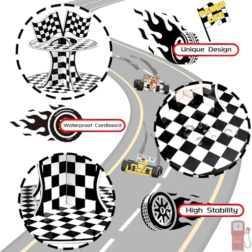 Pangu 2-Pack Race Car 3-Tier Cupcake Stand for Racing Theme Birthday Parties