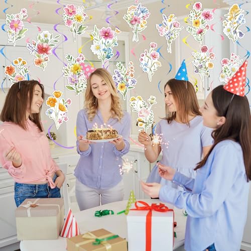 36 Pcs Wildflower Hanging Swirl Decorations for Birthday Parties & Weddings