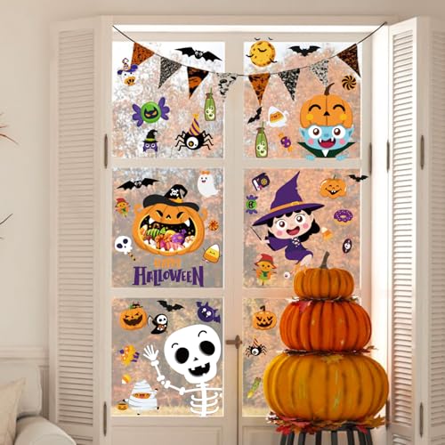 IMISHM Halloween Window Clings - 6 Pack Double-Sided Static PVC Decals