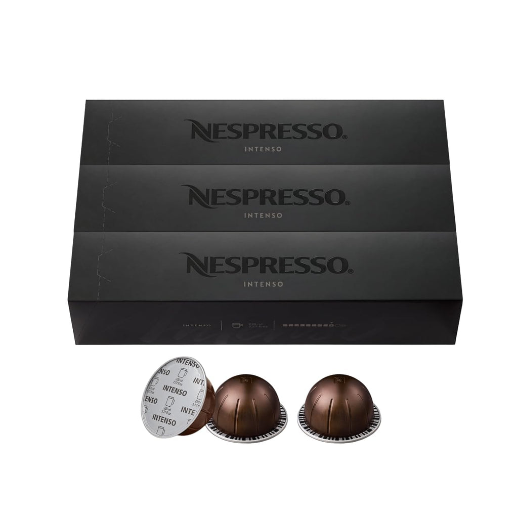 Nespresso Vertuo Intenso Dark Roast Coffee Capsules - 30-Count Pods for 7.8oz Brews