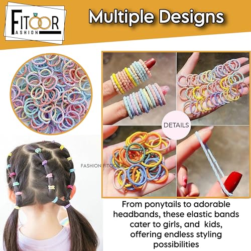 Fashion Fitoor Seamless Cotton Hair Ties & Ponytail Holders 100 Pack