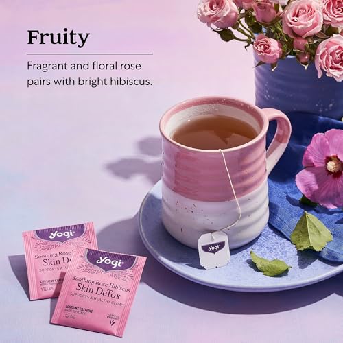 Yogi Soothing Rose Hibiscus Skin Detox Tea 16 Bags Pack of 4 Organic