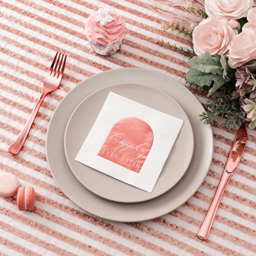 Happily Ever After Rose Gold Foil Cocktail Napkins - 50 Count