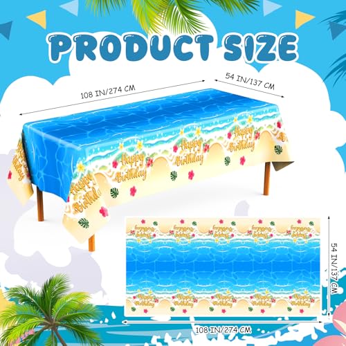 Hawaiian Luau Tablecloths - 2 Pack, 54x108 Inch Plastic Covers