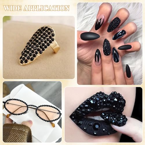 Jet Black Crystal Rhinestones 2500PCS SS10 Flatback Glass Gems for Crafting
