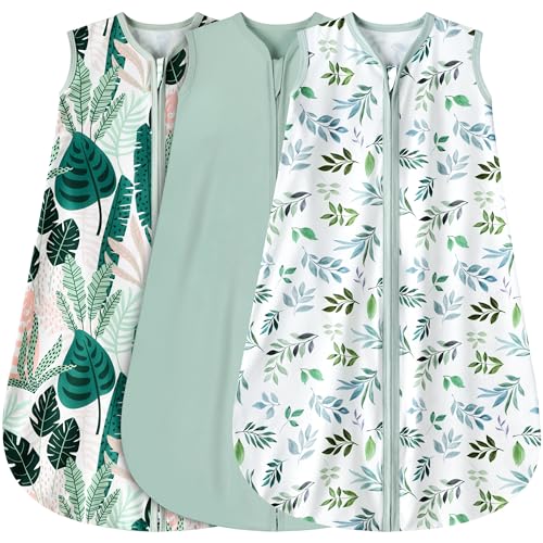 BSTOPPT 3-Pack Baby Sleep Sack, 0-6 Months, 0.3 TOG Lightweight Cotton