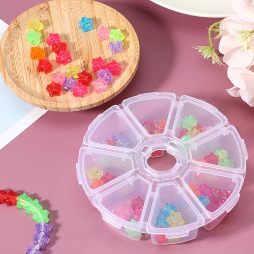 3-Pack 8-Grid Clear Round Jewelry Bead Organizer Box - Compact Storage Case