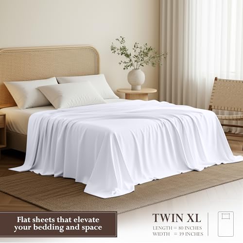 Utopia Bedding Twin XL Flat Sheets - White Microfiber, 6-Pack