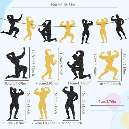 Male Dance Party Bachelorette Banner - Gold & Black Glitter Decorations