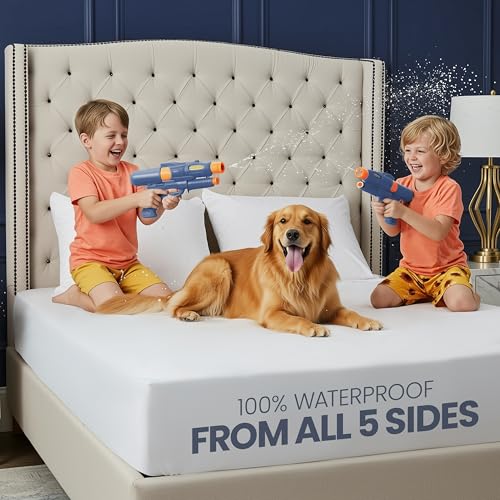 Utopia Bedding 5-Sided Waterproof Mattress Protector Full Size - Deep Pocket, Soft & Machine Washable