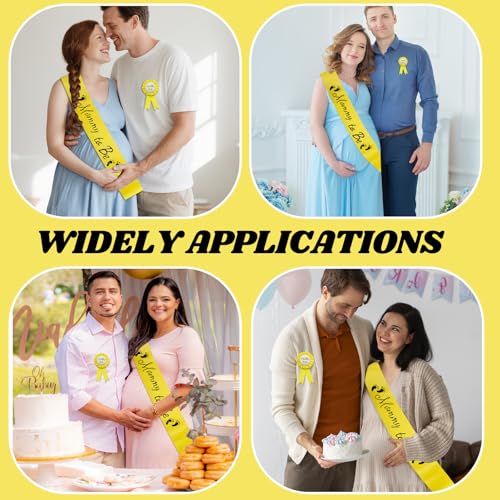 Mommy to Be Sash & Daddy to Be Pin Set - Yellow Satin, 63"