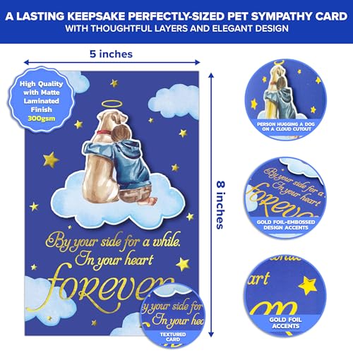 Gold Foil Dog Sympathy Card - 5x8in with Envelope & Stickers
