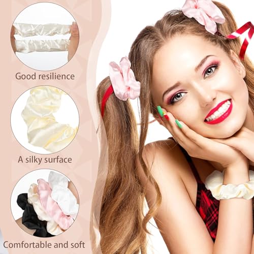 Satin Silk Hair Scrunchies 20 Pack - Soft Elastic Ponytail Holders