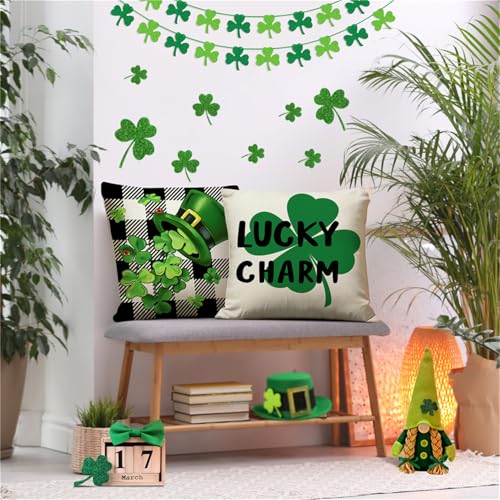 St. Patrick's Day Buffalo Plaid Pillow Covers 18x18 - Set of 4