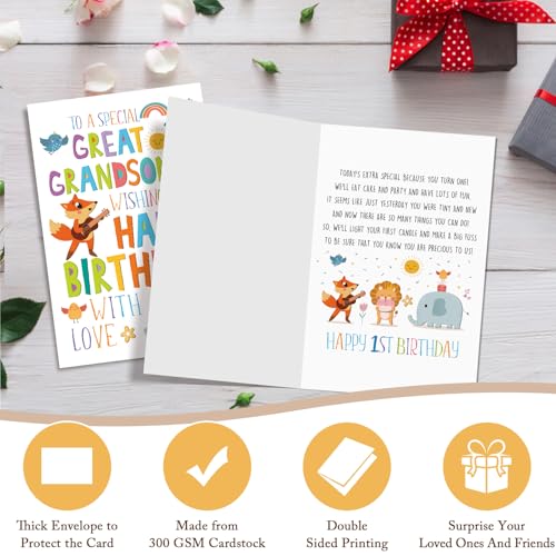 Cute Great Grandson 1st Birthday Card - Jungle Safari Theme