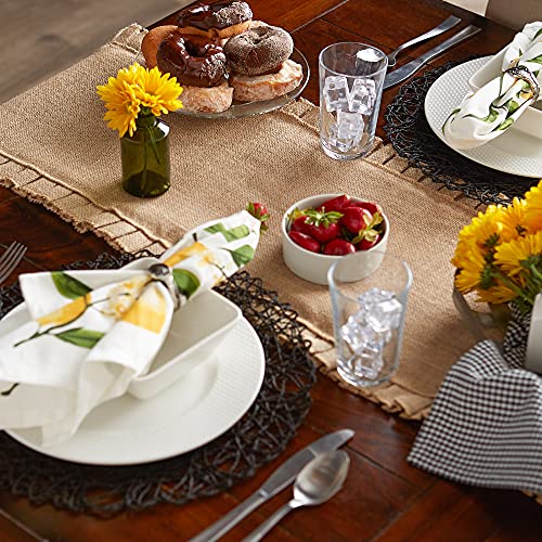 Jute Burlap Table Runner 14x108 Ruffle Trim Natural - Kitchen & Dining
