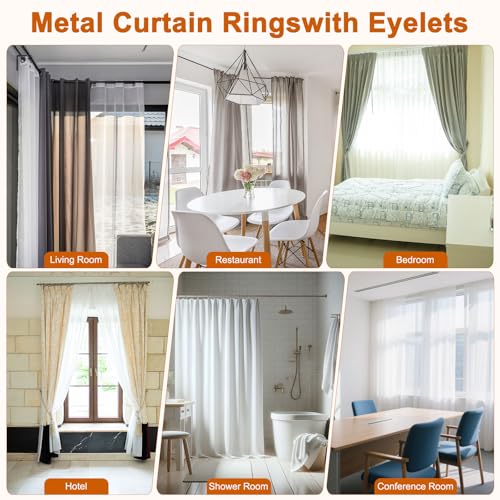 Gold Metal Curtain Rings - 10-Pack with Eyelet for Easy Hanging