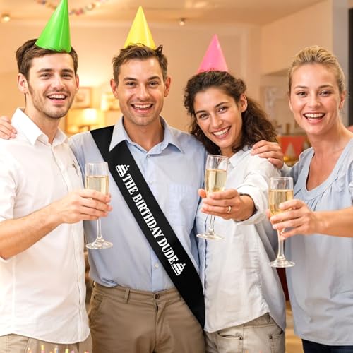 Black Satin Birthday Sash for Men - Perfect Gift & Party Accessory