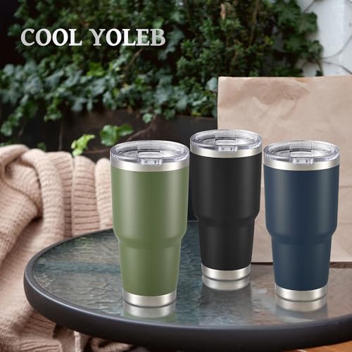 Cool Yoleb 30 oz Stainless Steel Tumbler with Lid - Insulated Black Travel Cup