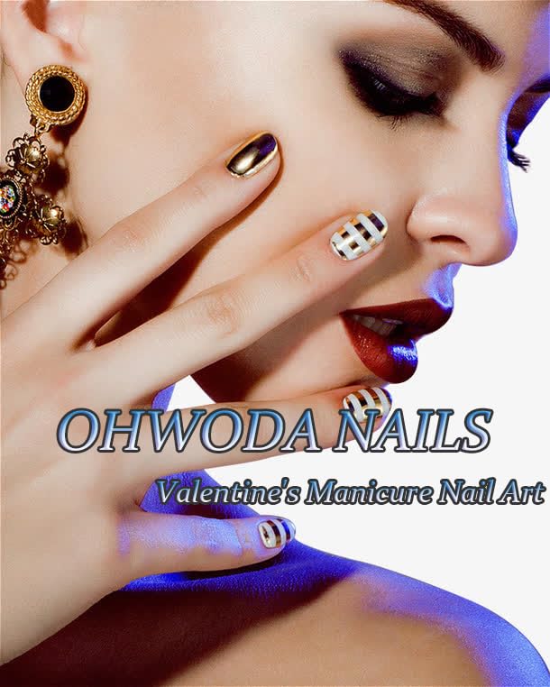 OHWODA Short Almond Press on Nails Red Heart Valentine Fake Nails