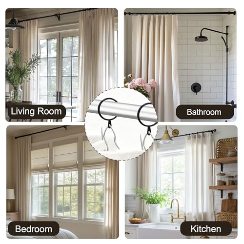 Limon Home 20-Pack Black Metal Curtain Rings & Hooks, 1.1" Diameter