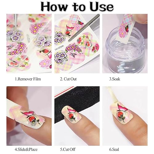 GRITOSE 12 Sheets Colorful Donut Ice Cream Candy Nail Art Water Decals