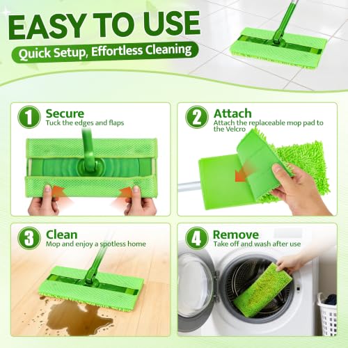 FIXSMITH Reusable Mop Pads for Swiffer Sweeper - 8 Pack Microfiber Refills