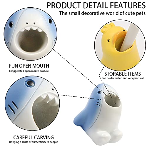 SNOMEL Shark Cartoon Toothbrush Holder - Fun Resin Toothbrush Stand for Kids & Adults