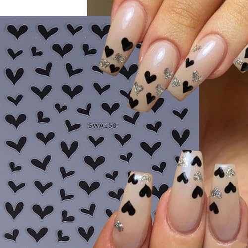 Valentine Heart Nail Art Stickers - 6 Sheets 3D Self-Adhesive Decals