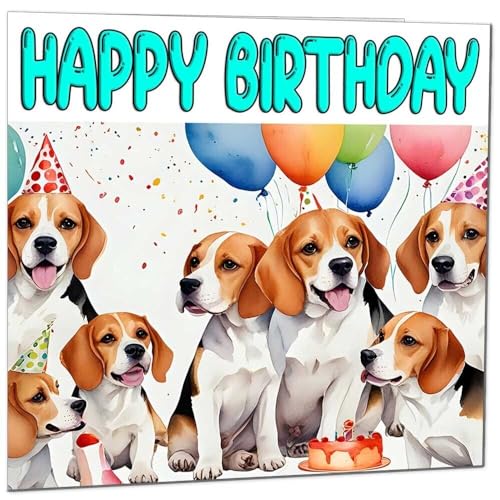 Beagle Birthday Card - Fun Dog Greeting Card with Envelope