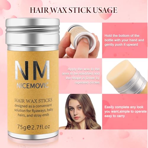NICEMOVIC Hair Wax Stick and Styling Tool Set 6-Piece