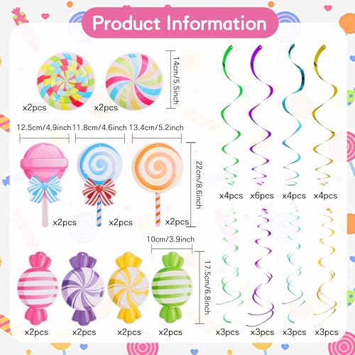 BEISHIDA 30-Piece Candyland Hanging Swirl Decorations - Candyland 2 Design