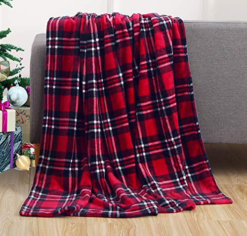 Velvet Touch Christmas Fleece Throw Blanket 50x60 Inch Plaid