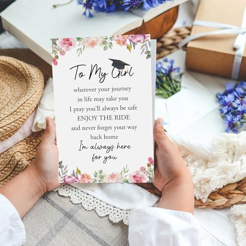 Floral Graduation Card for Daughter, Sister, or Niece - 8x5.3in
