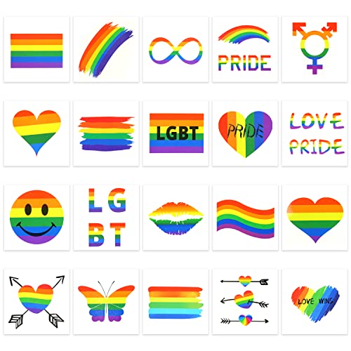 CCINEE 40 Sheets Rainbow Temporary Tattoos LGBT Pride Festival Stickers