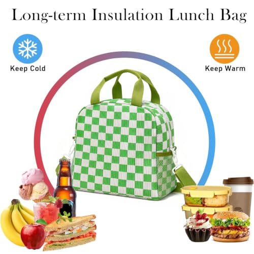 Insulated Corduroy Lunch Bag for Women Men - Reusable Leakproof Cooler Tote with Adjustable Shoulder Strap, Large Capacity for Work & Travel