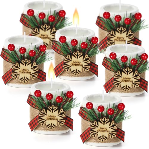 Christmas Wood Tealight Holder & Tea Lights Set - Snowflake White, 24 Pieces