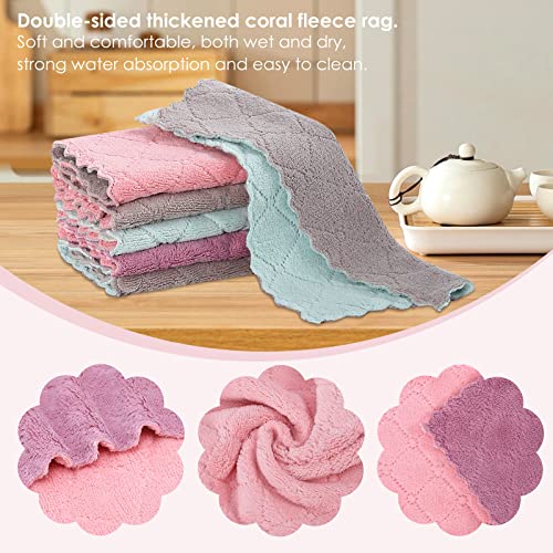 Rachan 11-Pack Reusable Kitchen Dish Cloths, Coral Velvet 10x6in