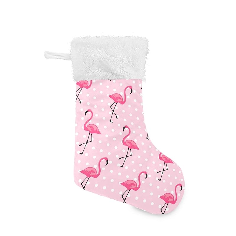 Stocking 17.7 Inch White Dots Flamingo Christmas Stocking - 1 Pack, Blueangle