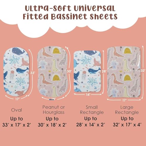 2-Pack Organic Fitted Bassinet Sheets for Baby Cradle - 32"x17"