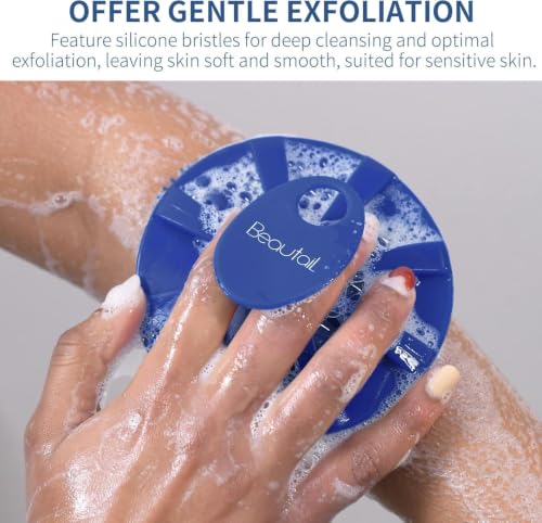 BEAUTAIL Silicone Body Scrubber & Exfoliating Bath Net 2-Piece Set