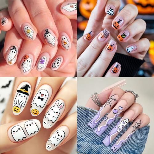 Halloween Nail Art Stickers 8 Sheets 3D Self-Adhesive Ghost Pumpkin Decals