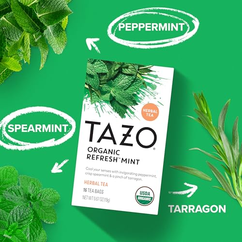 TAZO Organic Refresh Mint Herbal Tea Bags - Caffeine Free 16 Count