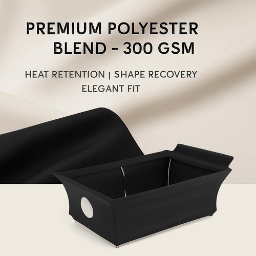 Chafer Wind Guard by Merchlio- 4 Pack | Handle Covered Chafer Dish Covers | Fitted, Washable & Elegant Buffet Decor | Functional Catering Wind Guard | Black