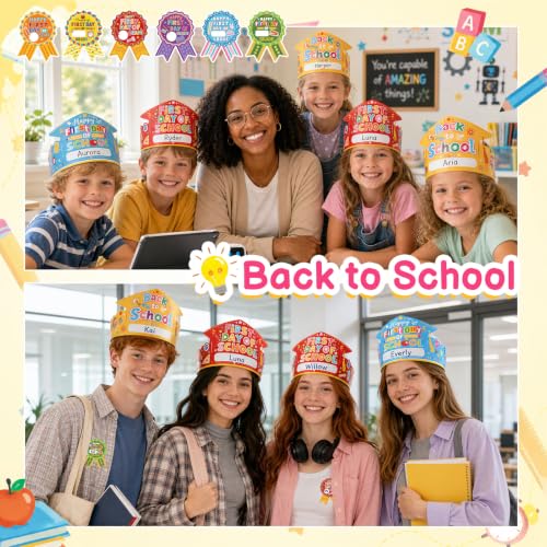 24 Sets First Day of School DIY Paper Crowns with Stickers for Kids