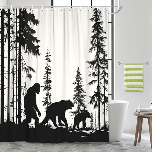 Bigfoot Forest Monster Shower Curtain, 69" x 70" Waterproof with Hooks